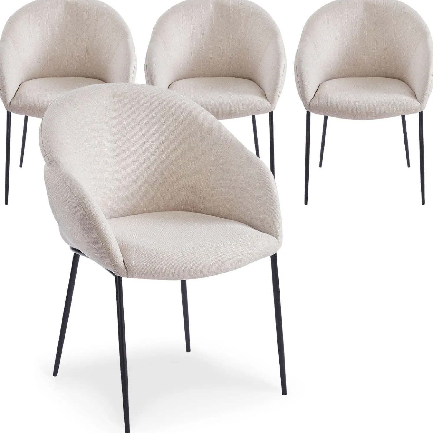 Lot de 4 chaises design enveloppant Ingrid Tissu beige