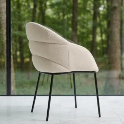 Lot de 4 chaises design enveloppant Ingrid Tissu beige