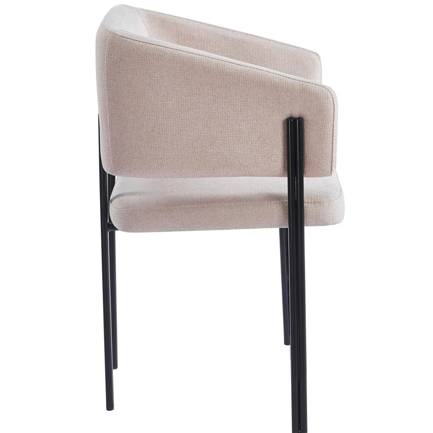 Lot de 2 chaises design et matelassées Isaure Métal Noir et Tissu Beige