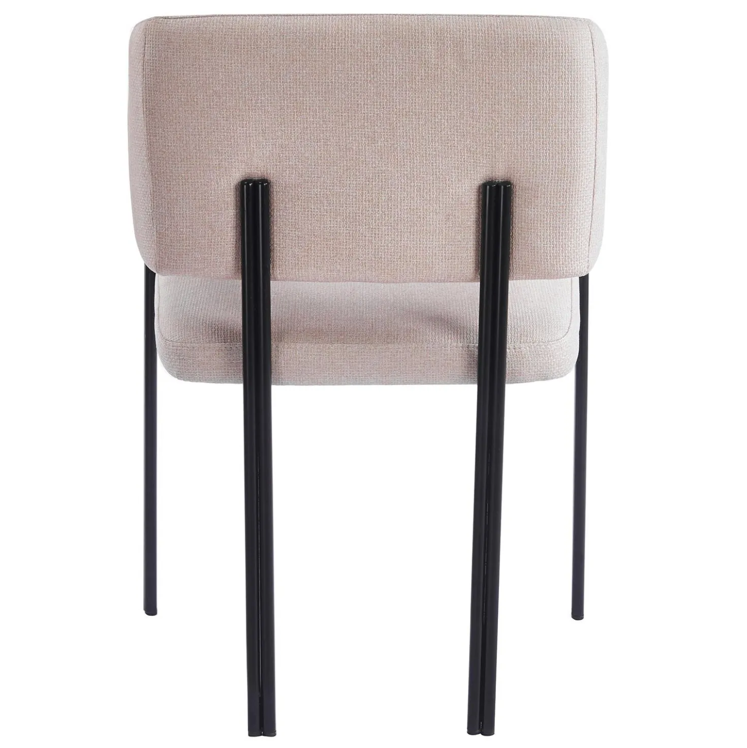 Lot de 2 chaises design et matelassées Isaure Métal Noir et Tissu Beige
