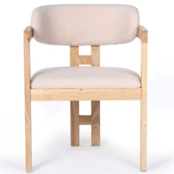 Lot de 2 chaises design Oregon Bois clair et Tissu bouclette Beige