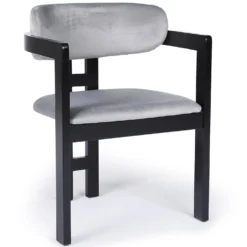 Lot de 2 chaises design Oregon Bois noir et Velours Gris