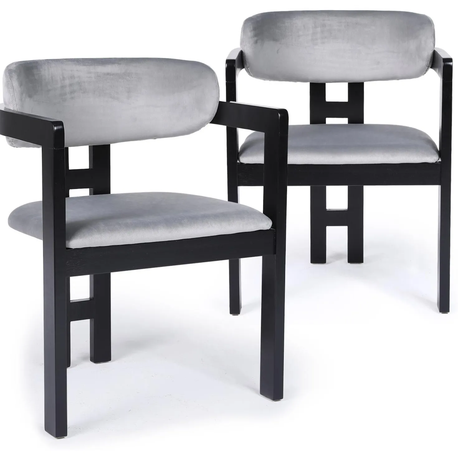 Lot de 2 chaises design Oregon Bois noir et Velours Gris