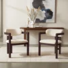 Lot de 2 chaises design Oregon Bois foncé et Tissu bouclette Beige