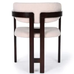 Lot de 2 chaises design Oregon Bois foncé et Tissu bouclette Beige