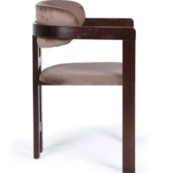 Lot de 2 chaises design Oregon Bois foncé et Velours Marron