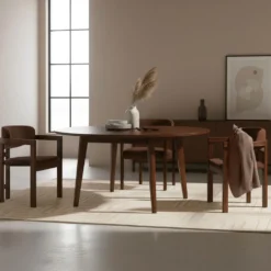 Lot de 2 chaises design Oregon Bois foncé et Velours Marron
