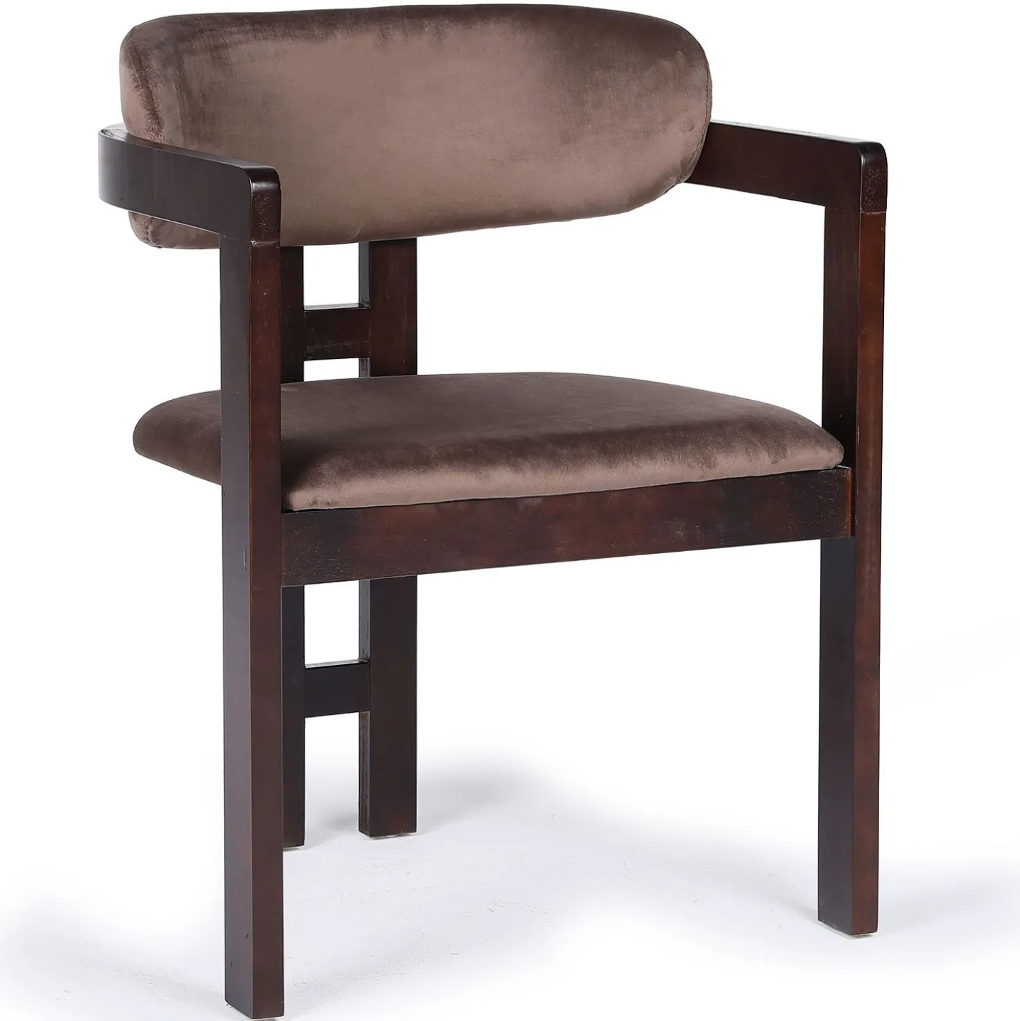 Lot de 2 chaises design Oregon Bois foncé et Velours Marron