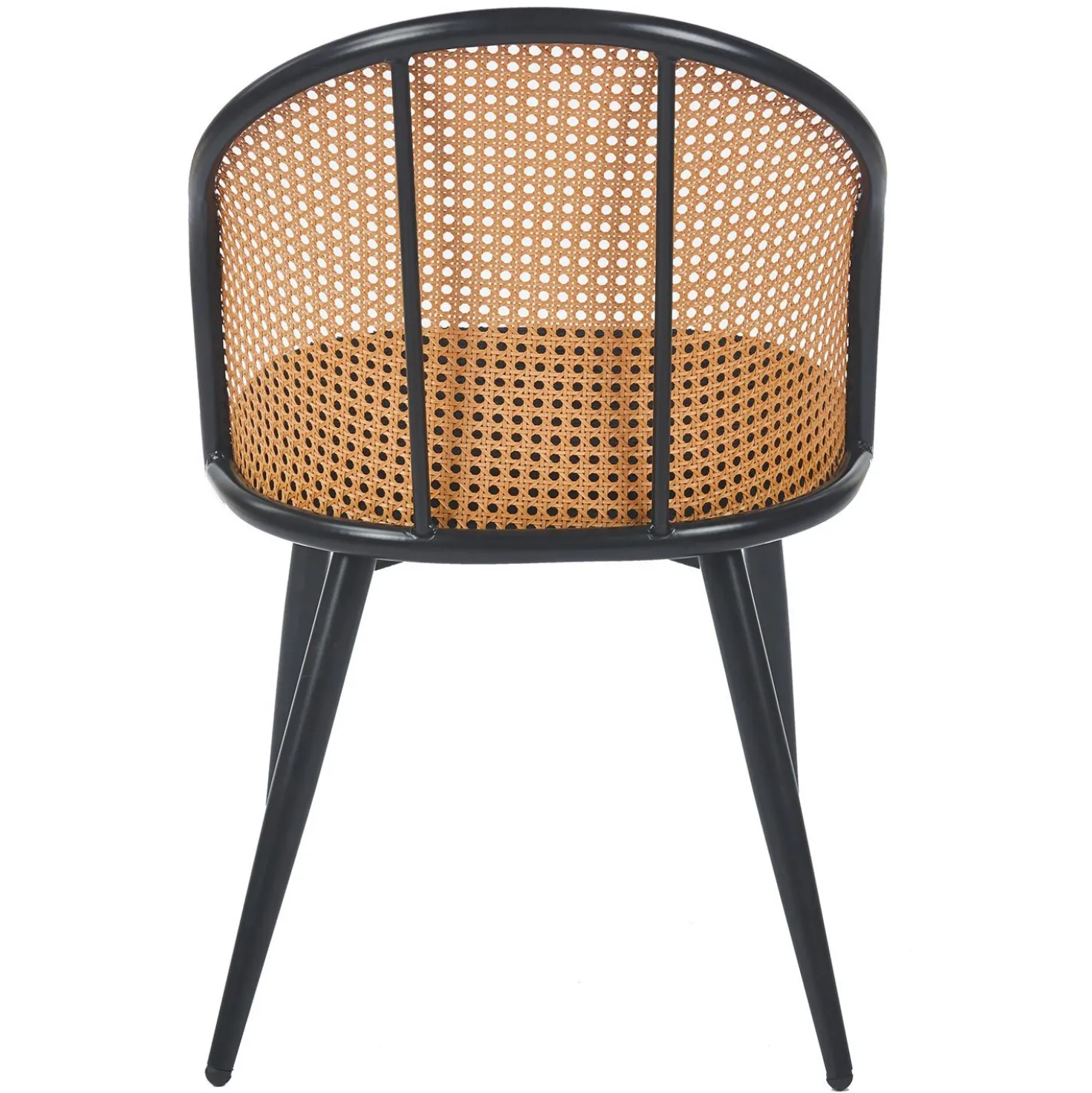 Lot de 6 chaises design Showan avec cannage Rotin et Tissu bouclette Noir