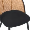 Lot de 4 chaises design Showan avec cannage Rotin et Tissu bouclette Noir