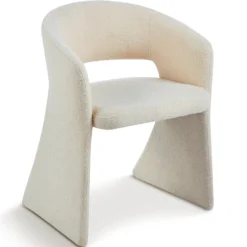 Lot de 4 chaises design Tootsie Tissu bouclette Crème
