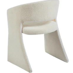 Lot de 4 chaises design Tootsie Tissu bouclette Crème