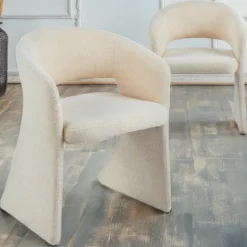 Lot de 6 chaises design Tootsie Tissu bouclette Crème
