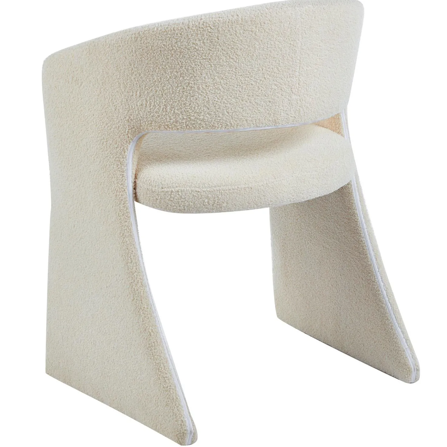 Lot de 6 chaises design Tootsie Tissu bouclette Crème