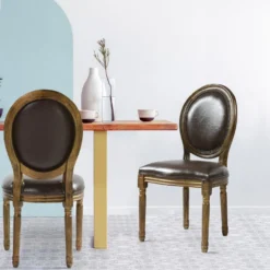 Lot de 20 chaises de style médaillon Louis XVI Simili (P.U) Marron bois patiné Or