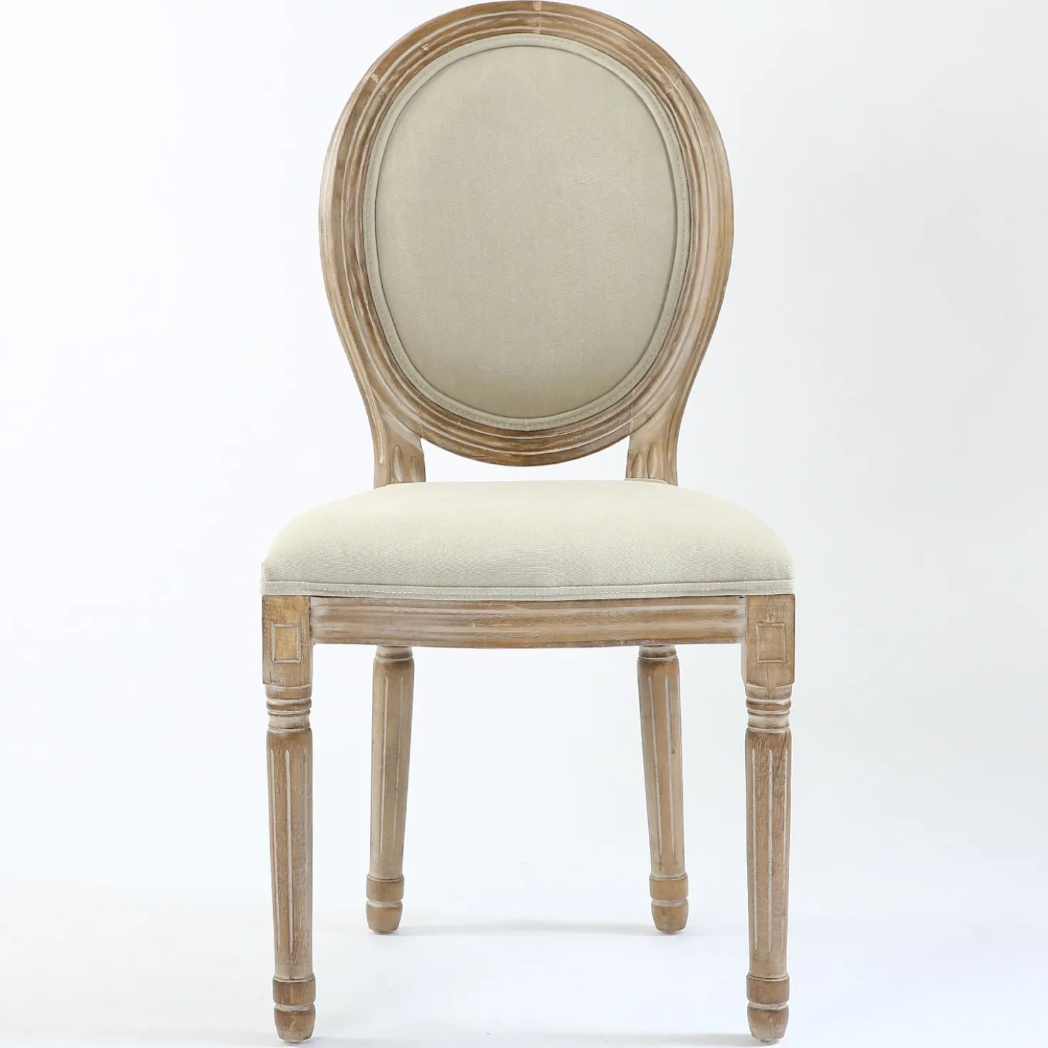 Lot de 20 chaises de style médaillon Louis XVI Tissu Beige