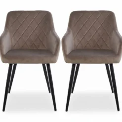 Lot de 2 chaises Mariette Velours Taupe