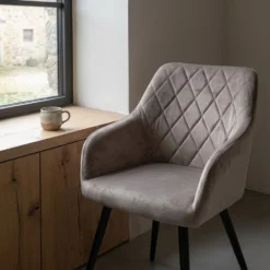 Lot de 2 chaises Mariette Velours Taupe