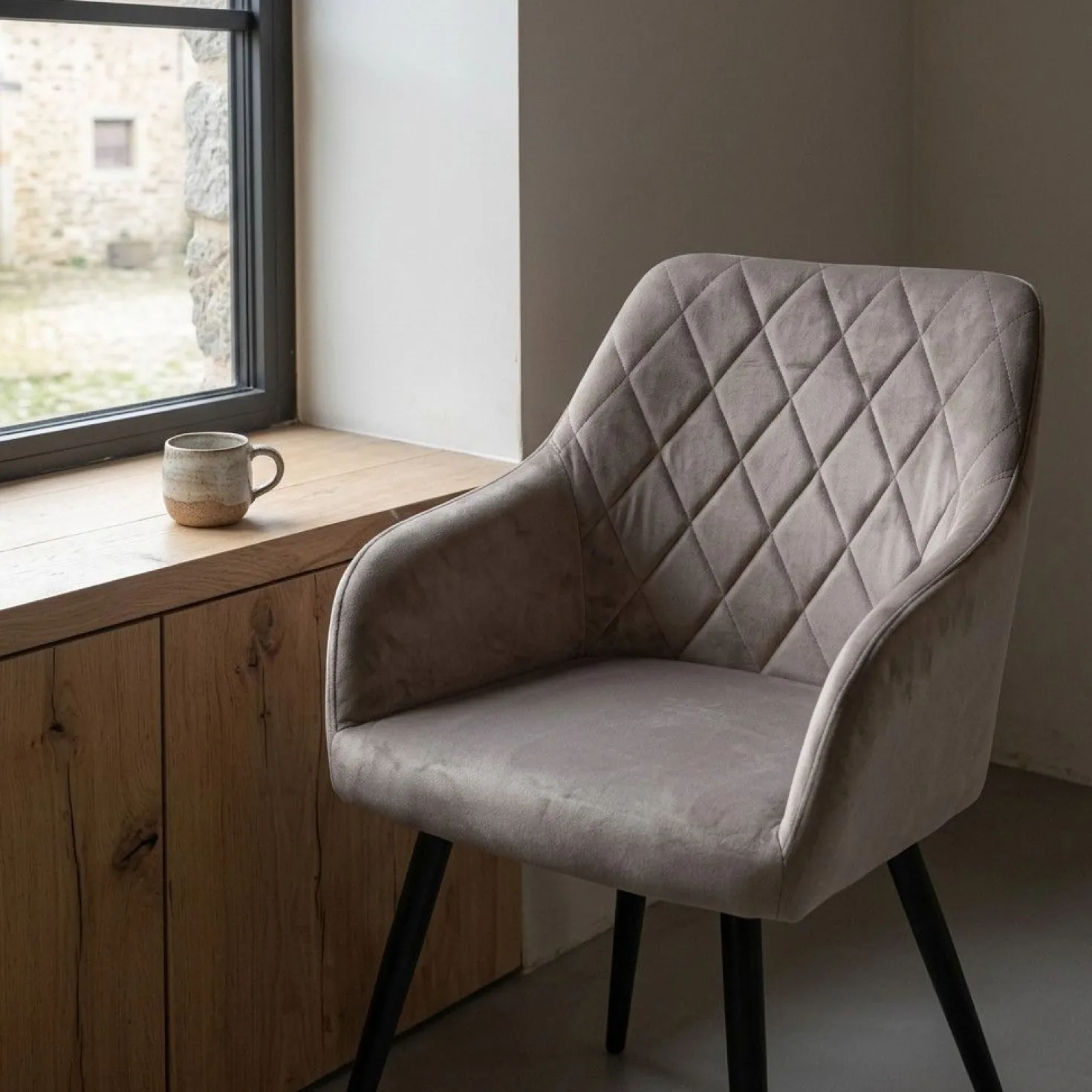 Lot de 2 chaises Mariette Velours Taupe