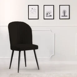 Lot de 2 chaises matelassées coutures verticales Louvenda Velours Noir