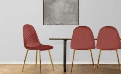 Lot de 4 chaises matelassées Norway Velours Rose