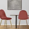 Lot de 8 chaises matelassées Norway Pieds Or et Velours Rose