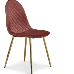 Lot de 8 chaises matelassées Norway Pieds Or et Velours Rose