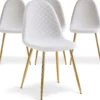 Lot de 4 chaises matelassées Norway Tissu bouclette Blanc