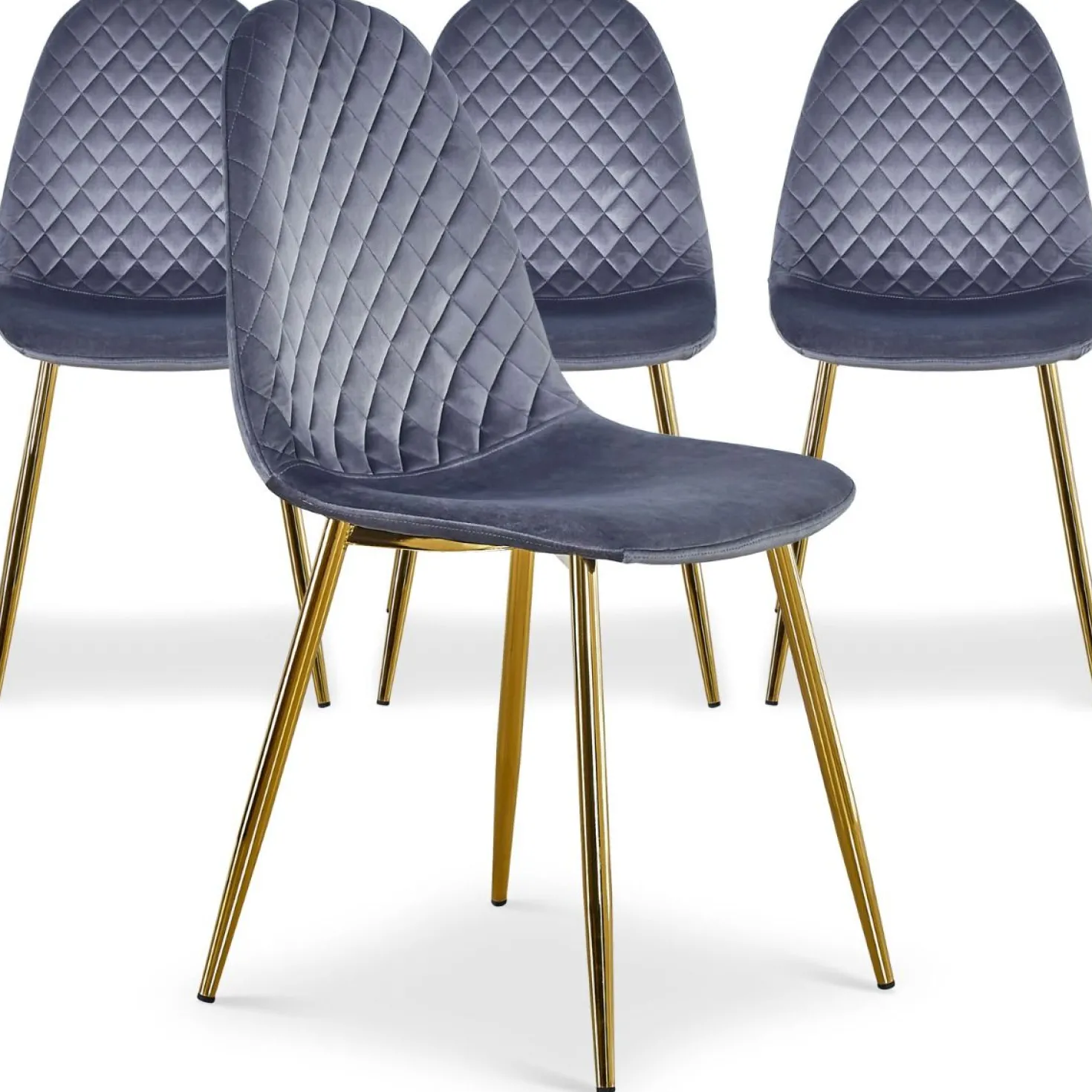 Lot de 4 chaises matelassées Norway Velours Argent