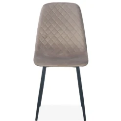 Lot de 4 chaises matelassées Norway Velours Taupe Pieds Noir