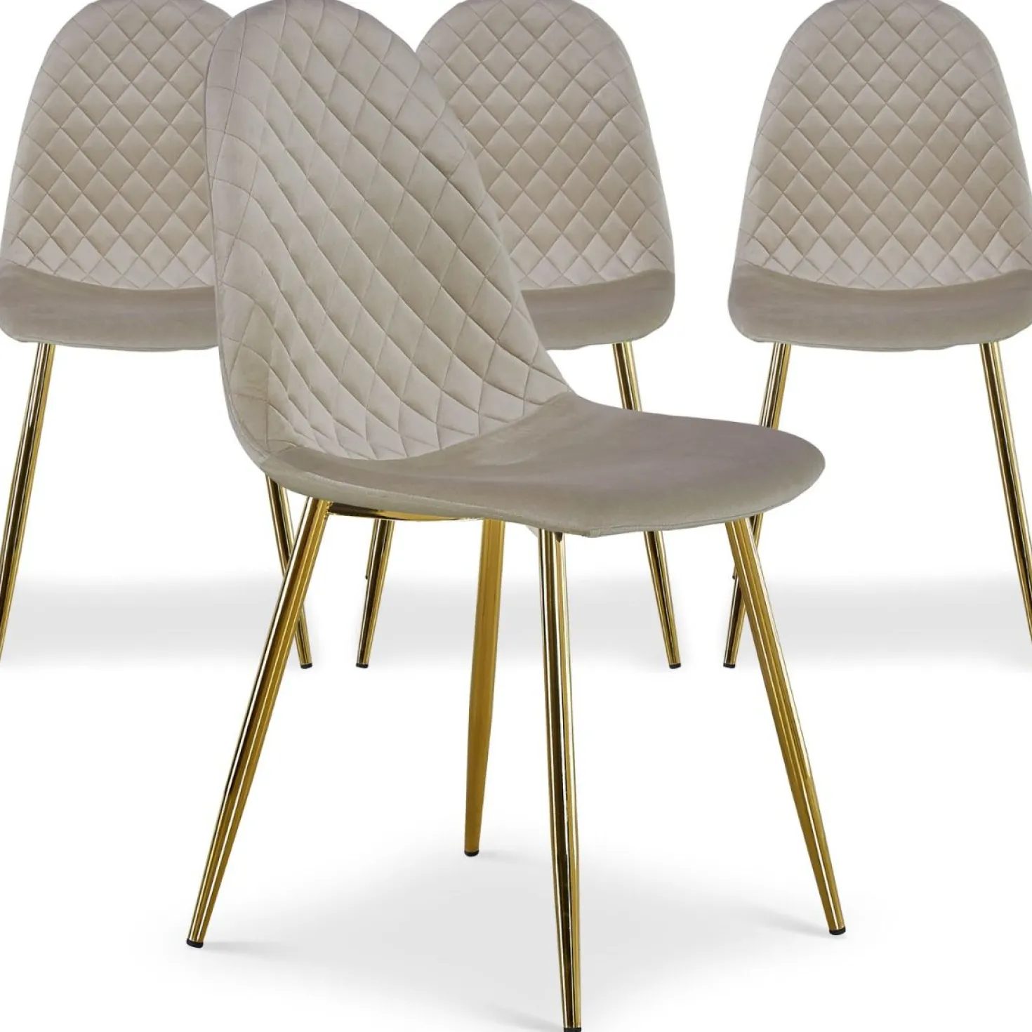 Lot de 4 chaises matelassées Norway Velours Taupe