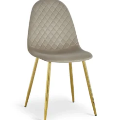 Lot de 8 chaises matelassées Norway Pieds Or et Velours Taupe