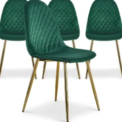 Lot de 4 chaises matelassées Norway Velours Vert