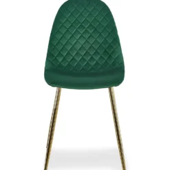 Lot de 8 chaises matelassées Norway Pieds Or et Velours Vert
