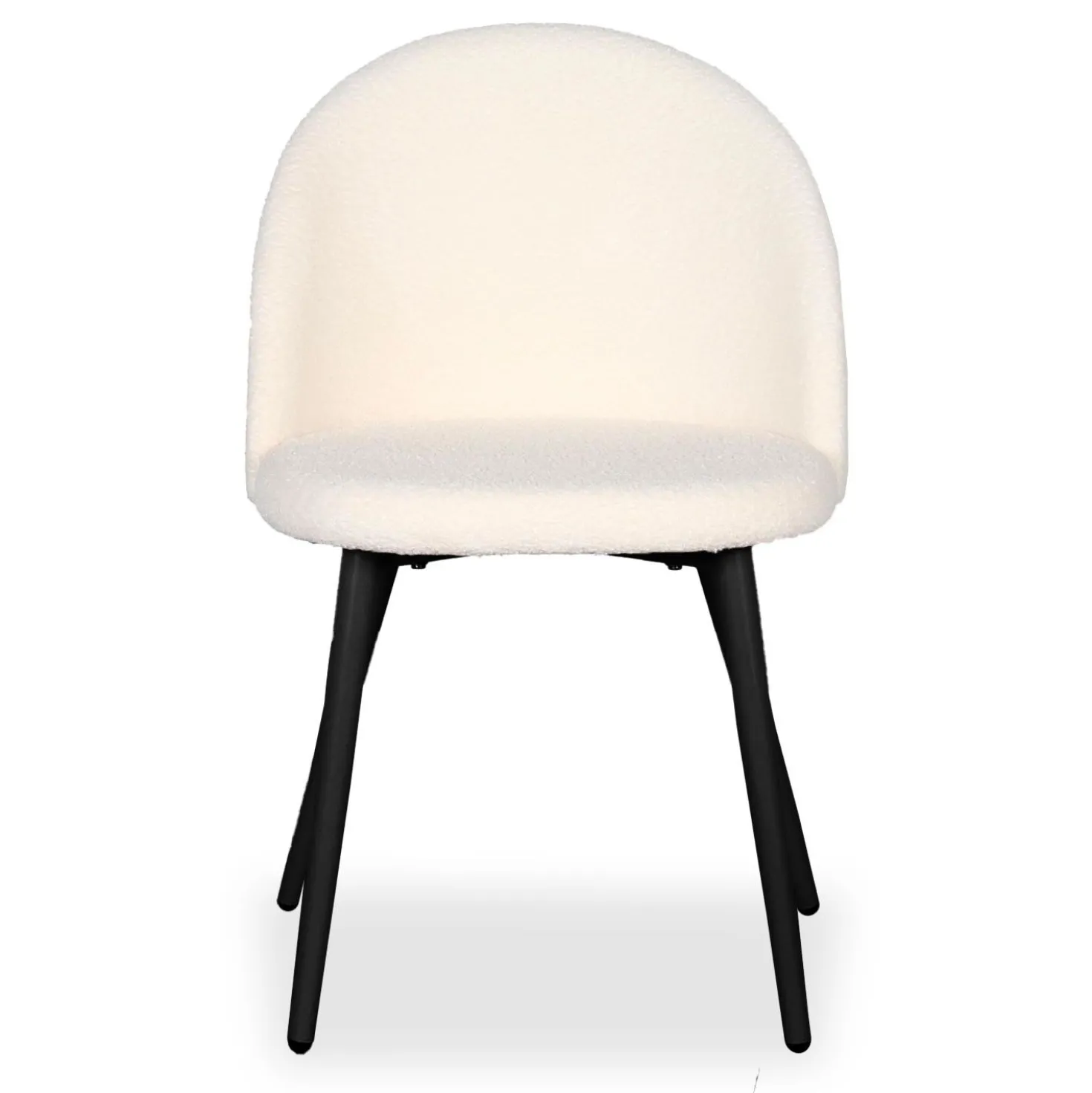 Lot de 4 chaises Maury Métal noir et Tissu bouclette Crème