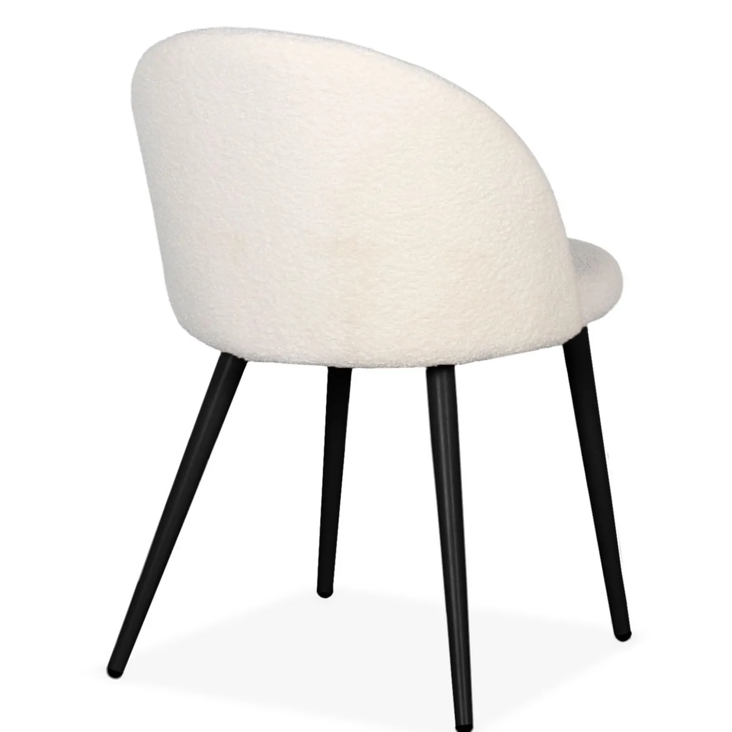 Lot de 4 chaises Maury Métal noir et Tissu bouclette Crème