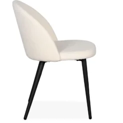 Lot de 4 chaises Maury Métal noir et Tissu bouclette Crème