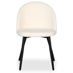 Lot de 2 chaises Maury Métal noir et Tissu bouclette Crème