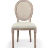 Lot de 2 chaises médaillon Louis XVI Bois massif patiné avec cannage et Tissu Beige