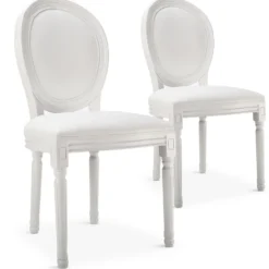 Lot de 2 chaises médaillon Louis XVI Bois massif et Simili (P.U) Blanc