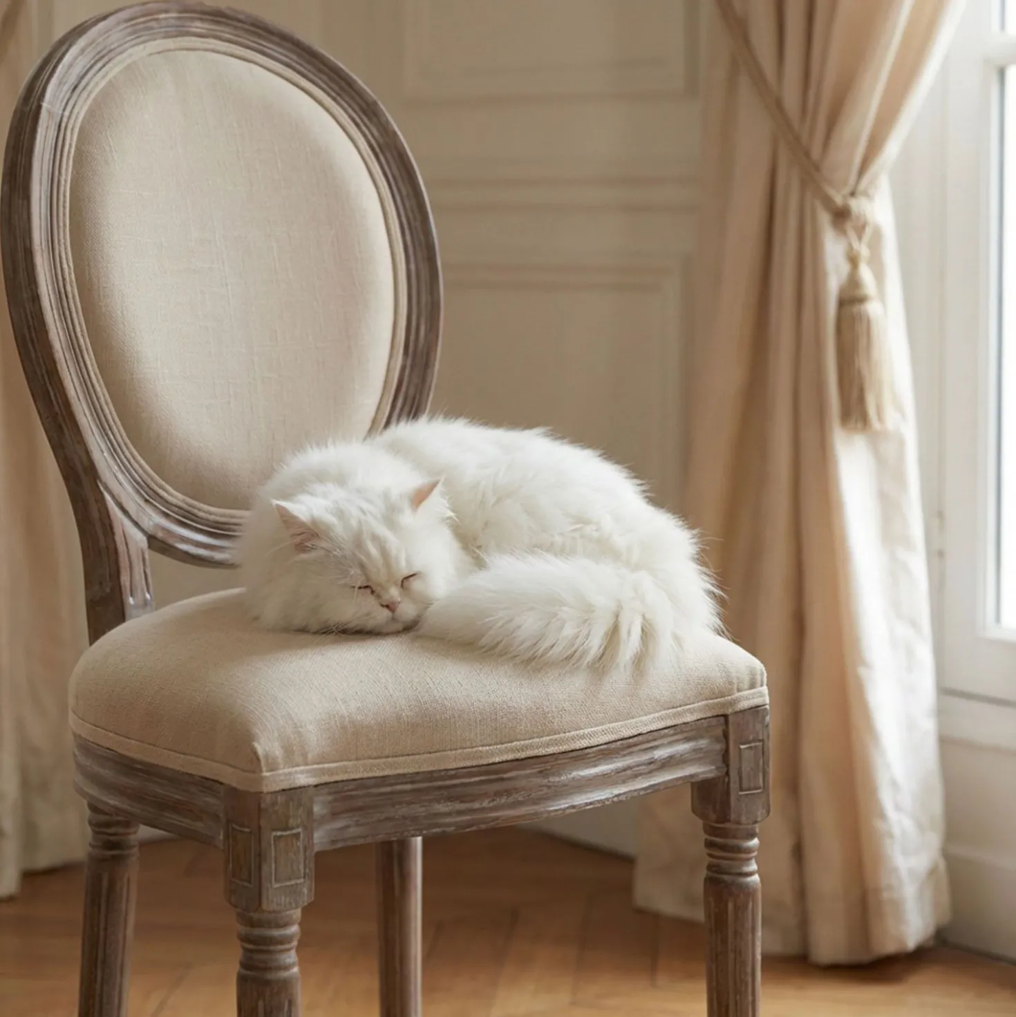 Lot de 20 chaises médaillon Louis XVI Tissu Beige