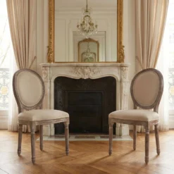 Lot de 20 chaises médaillon Louis XVI Tissu Beige