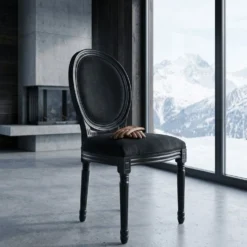 Lot de 20 chaises médaillon Louis XVI Black Velours Noir