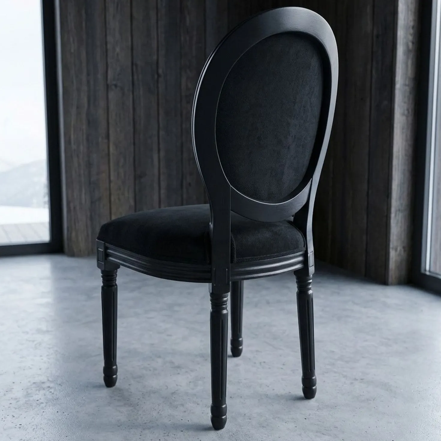 Lot de 20 chaises médaillon Louis XVI Black Velours Noir