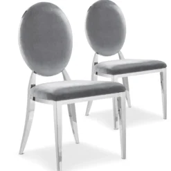 Lot de 2 chaises médaillon Sofia velours Argent
