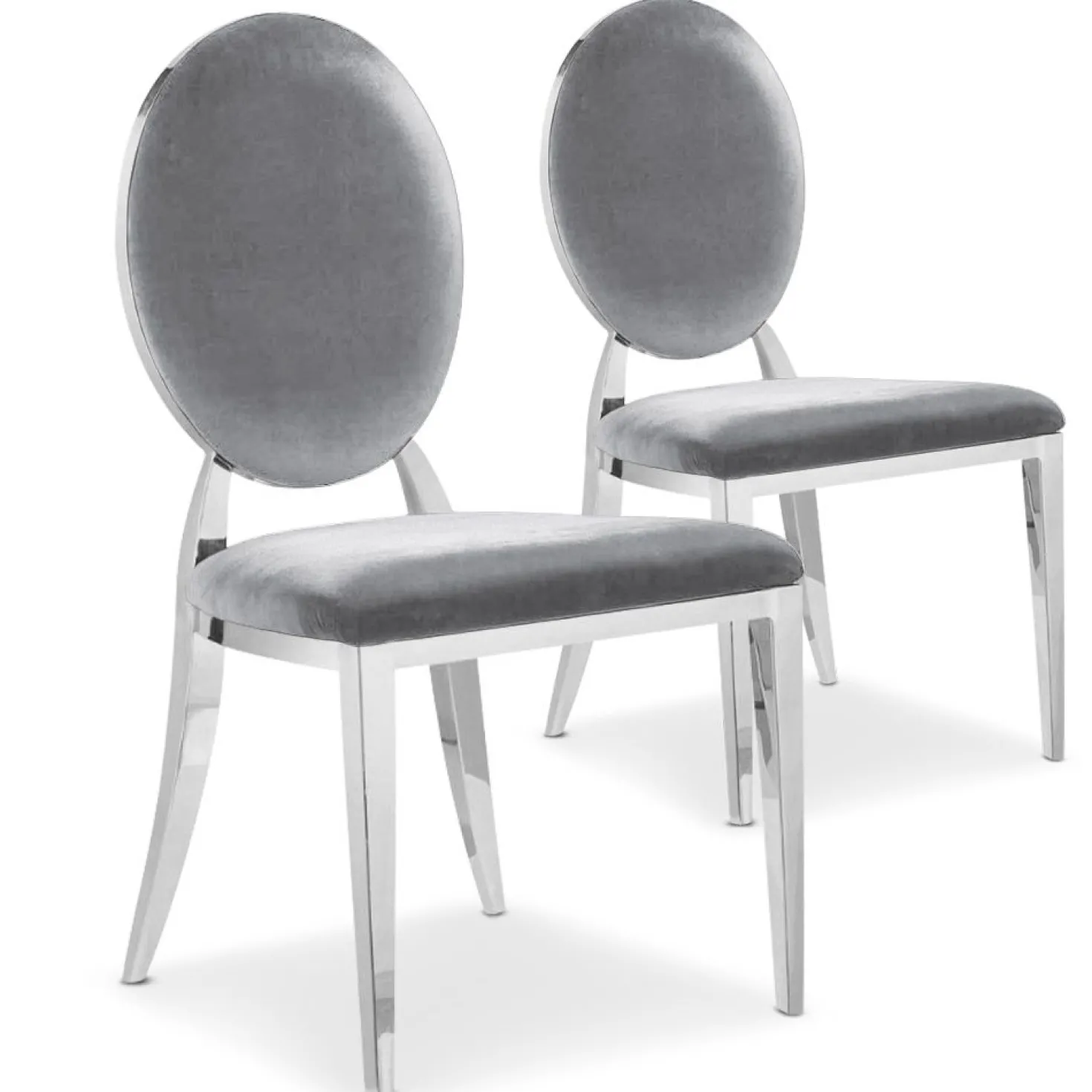 Lot de 2 chaises médaillon Sofia velours Argent
