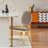 Lot de 6 chaises médaillon Sofia Pieds Or Velours Taupe