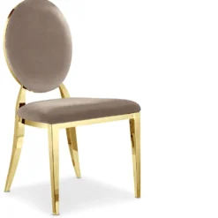 Lot de 6 chaises médaillon Sofia Pieds Or Velours Taupe
