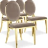 Lot de 4 chaises médaillon Sofia Pieds Or Velours Taupe