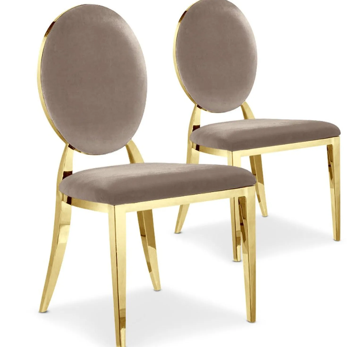 Lot de 2 chaises médaillon Sofia velours Taupe
